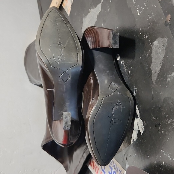 FRANCO SARTO Man Made Thin Patent Pull On Buckle Detail Heelwd Boot 7.5M - Picture 12 of 16